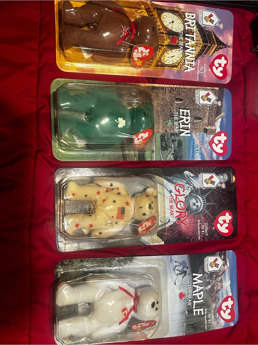 1999 TY McDonald's International Bears Complete Set of 4. Sealed.